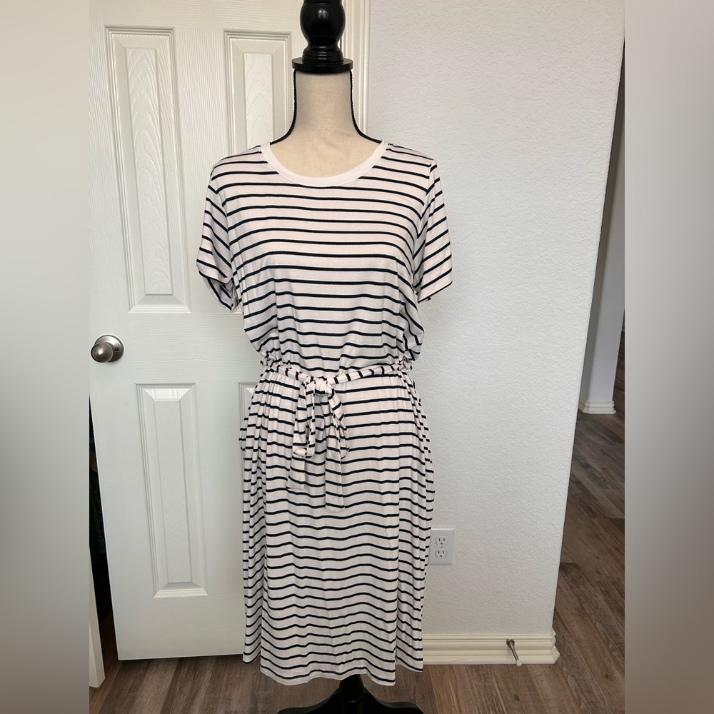 Striped Midi Dress from Merrick White